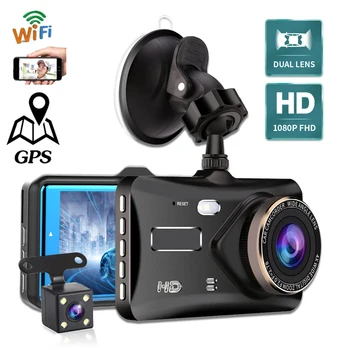 רכב DVR-WiFi Full HD 1080P דאש מצלמת מבט אחורי הרכב המצלמה מקליט וידאו ראיית לילה אוטומטי Dashcam GPS לוגר אביזרי רכב